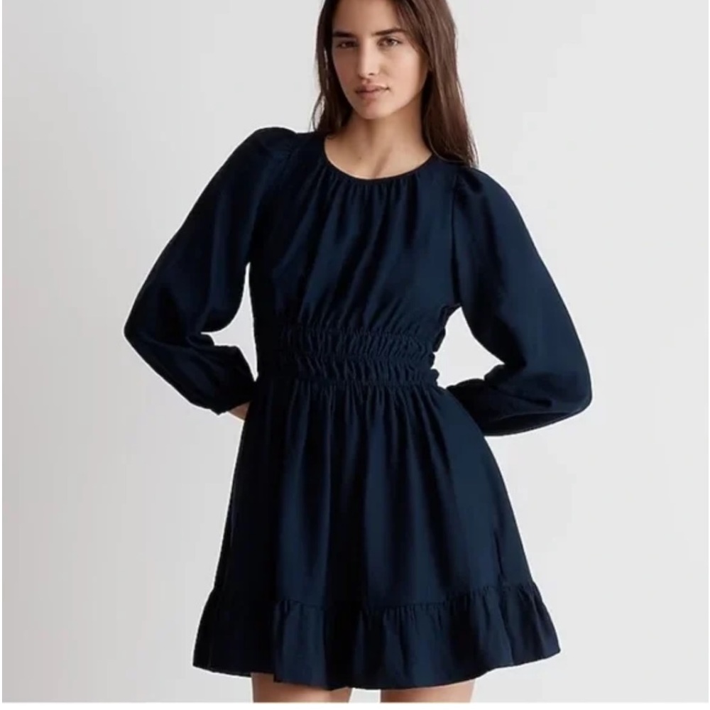Madewell navy blue sophia mini dress size Xsmall open back side pockets …
